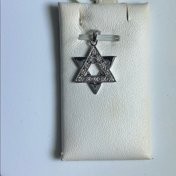 14K white gold Star of David pendant with diamonds - Picture 1 of 2